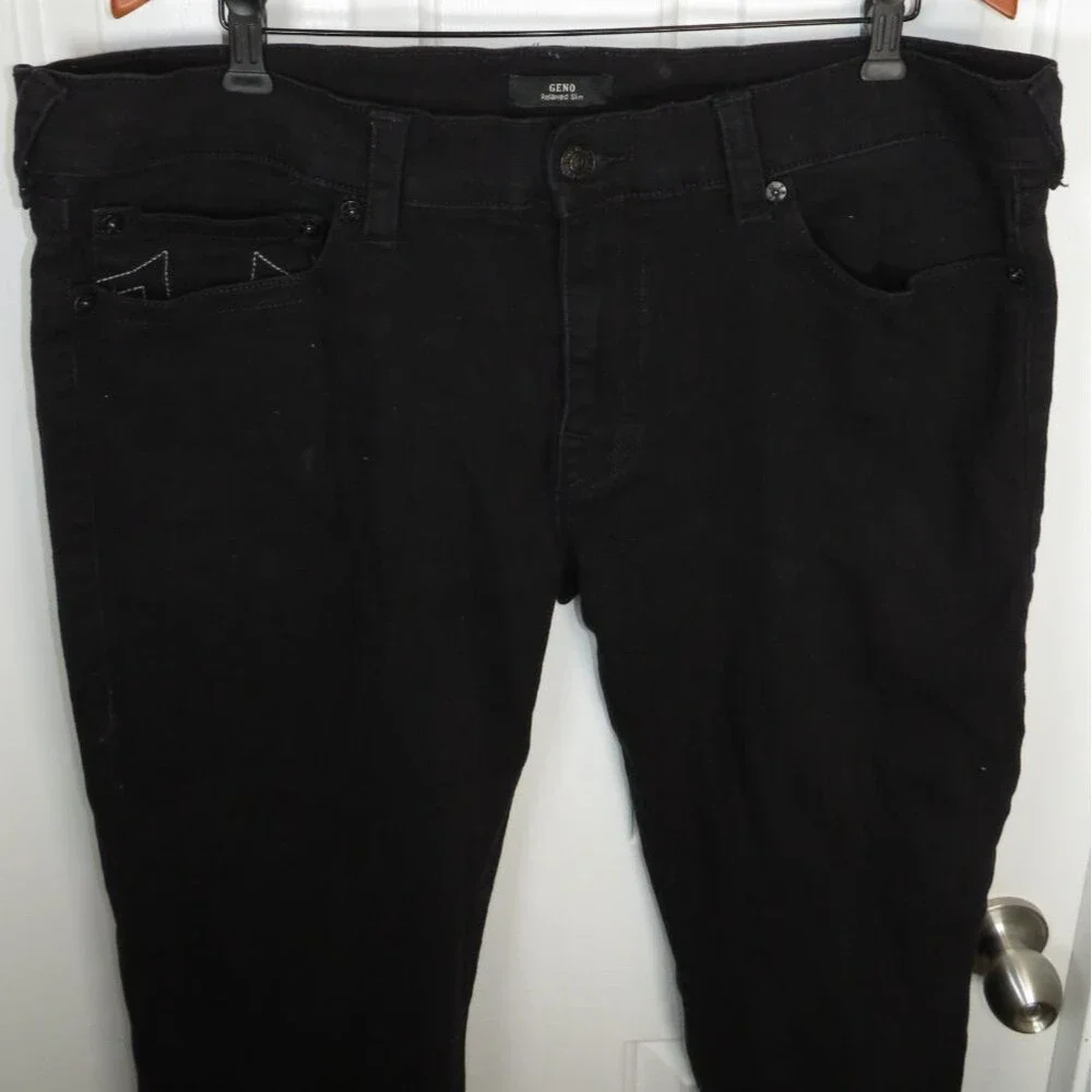 True Religion Geno Relaxed Slim Fit Jeans Mens 38x31 Black Stretch